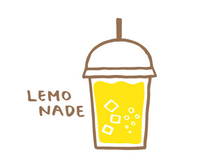 かわいいレモネードとLEMONADEの文字／手書き文字イラスト