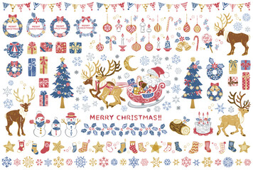 クリスマス　サンタクロース　イラスト素材セット