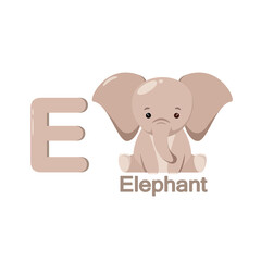 Cute elephant in cartoon style for children's alphabet.
