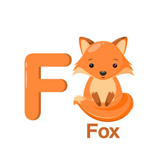 Cute fox in cartoon style for children's alphabet.