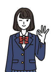 オッケーポーズの女子中学生・高校生