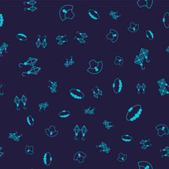 Set Earrings, Necklace on mannequin and Bracelet jewelry on seamless pattern. Vector