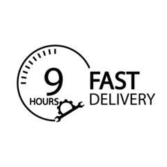 Fast delivery nine hours sign illustration
