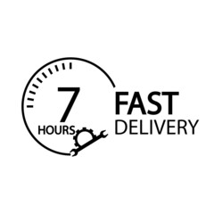 Fast delivery seven hours sign illustration
