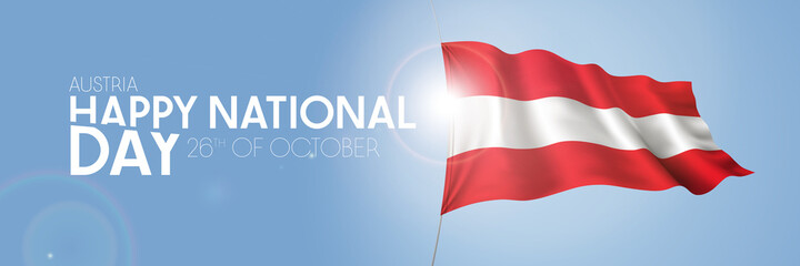 Austria happy national day greeting card, banner with template text vector illustration