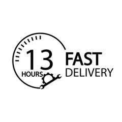 Fast delivery thirteen hours sign illustration