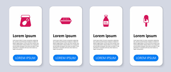 Set Ice cream, Bottle of water, Lunch box and Online ordering meal. Business infographic template. Vector