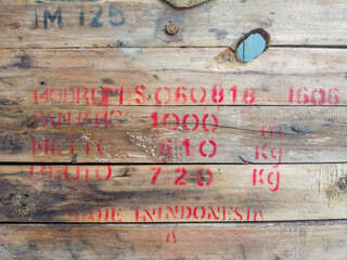 wooden planks that have been used for shipping goods to Indonesia for background texture