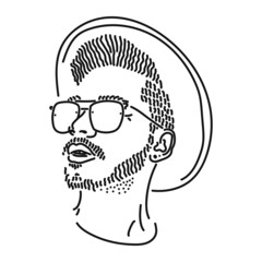 black line design of a person's face