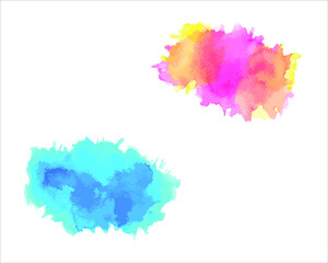 Vector watercolor splashes of paint on white.