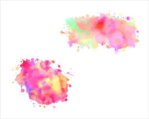 Vector watercolor splashes of paint on white.