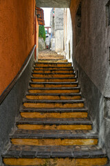 A narrow street in Carpinone, a medieval town of Molise region, Italy.