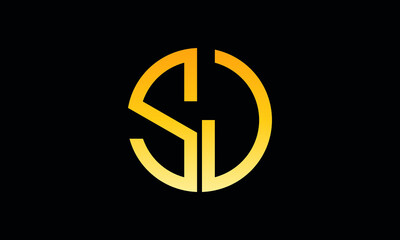 Alphabet sj OR js monogram abstract emblem vector logo template