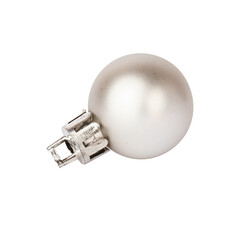 silver Christmas ball isolated on white background.