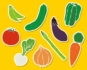 野菜のイラスト　白ふちあり