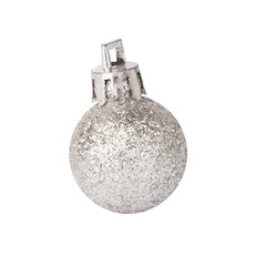 silver Christmas ball isolated on white background. mock up for christmas, new year close-up.