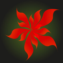 a fiery flower on a green background, a scarlet flower