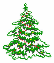 creative colorful bright Christmas tree on a white background,pixel art