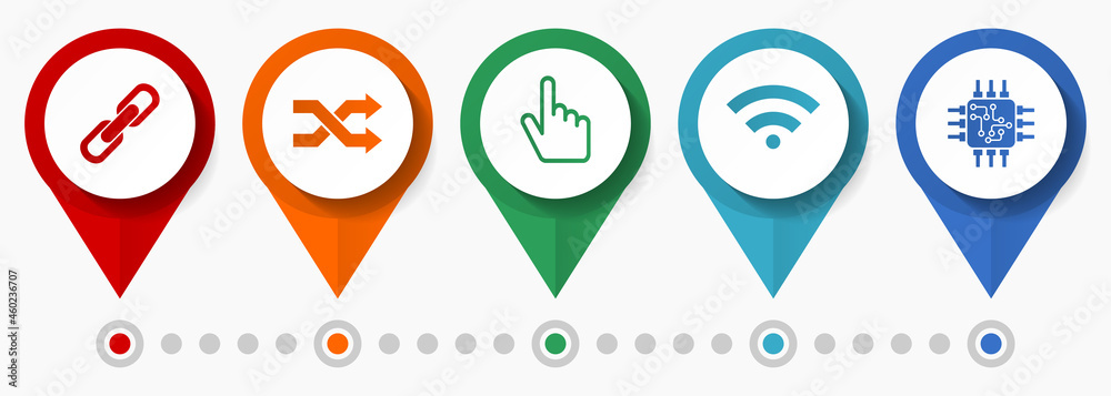 Poster web, internet, computer concept vector icon set, flat design pointers, infographic template