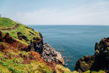 Songaksan Mountain and sea in Jeju Island, Korea