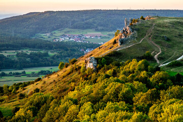 Walberla mountain peak at sunset