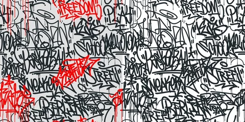 Foto op Plexiglas Two Seamless Abstract Hip Hop Street Art Graffiti Style Urban Calligraphy Vector Illustration Background Art © Anton Kustsinski