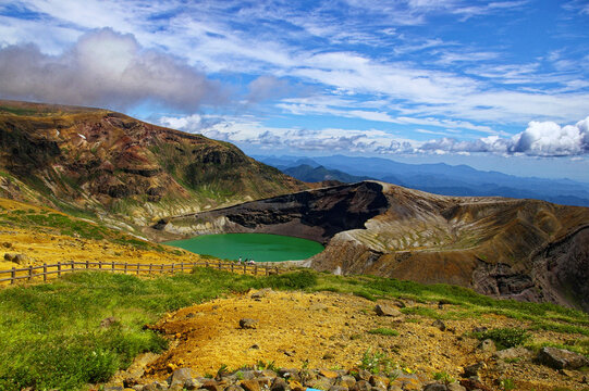 Okama Crater of Mount Zao in summer