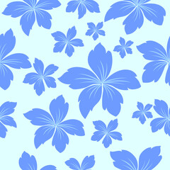 Fototapeta na wymiar seamless vector flowers blue pattern background