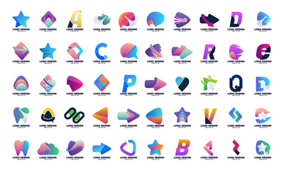 abstract set best collection eye catching logo company business and corporate colorful design