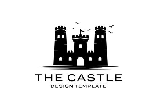 Silhouette castle logo illustration design template inspiration