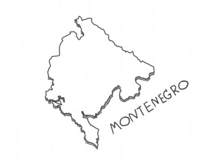 Hand Drawn of Montenegro 3D Map on White Background.