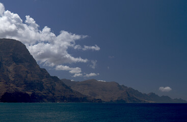 Gran Canaria, steep eroded north west coast of  Agaete municipality, view from Puerto de Las...