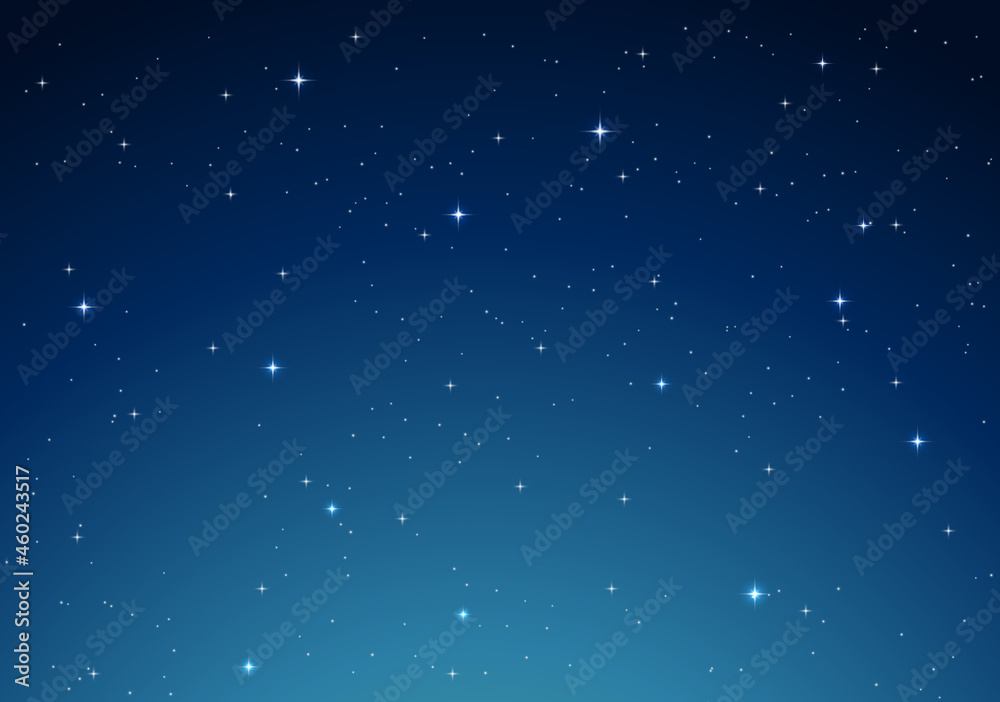 Wall mural blue night sky with stars vector illustration
