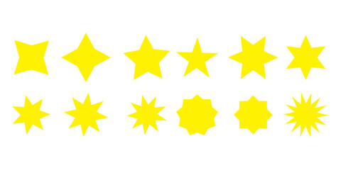 Different stars icon set. Yellow signs. Abstract collection. Quality design element. Vector illustration. Stock image. 