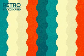 Vintage wavy stripes retro banner background. Colorful grunge line. Vector illustration 