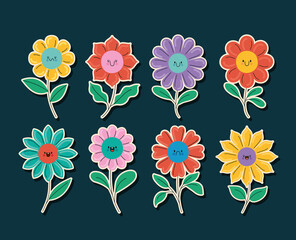 eight flower stickers