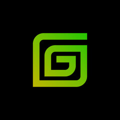 Initial Letter G ,G in background black , flat minimalist vector logo design