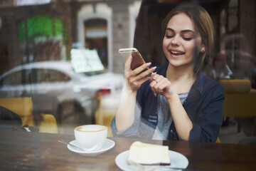 beautiful woman sitting in a cafe rest Lifestyle