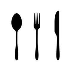 knife fork spoon vector isolated on white background. vector silhouette isolated.