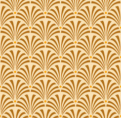 Japanese Brown Curl Fan Vector Seamless Pattern