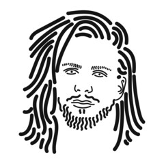 black line design of a person's face