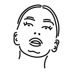 black line design of a person's face
