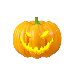 Halloween scary pumpkin isolated on white. 3d rendering.