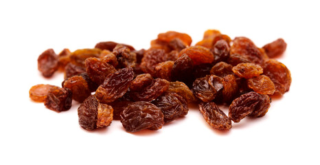 handful of sultana raisins isolated on white background