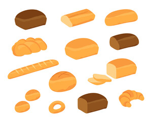 Set vector bread icons for design menu bakery.
