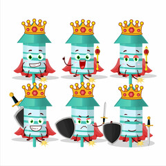 A Charismatic King rocket firework green cartoon character wearing a gold crown