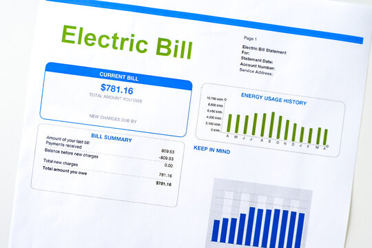 Home electricity expenses and bill statement document