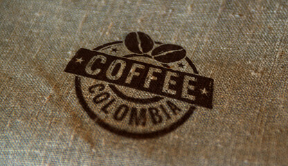 Coffee Colombia stamp and stamping