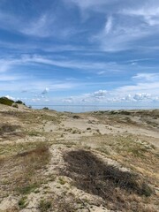 Beautiful dunes with seascape background, perfect surface of the sea