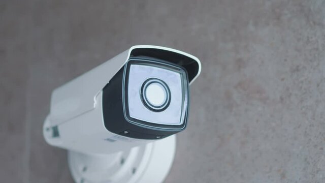 Security camera on the wall in 4k slow motion 60fps